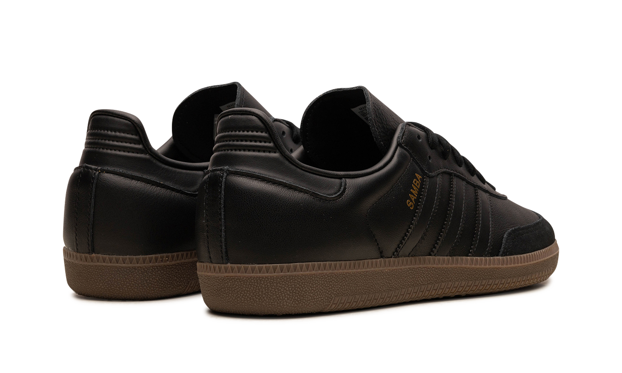 adidas samba og core black gum+IE3438+diagnol right behind view