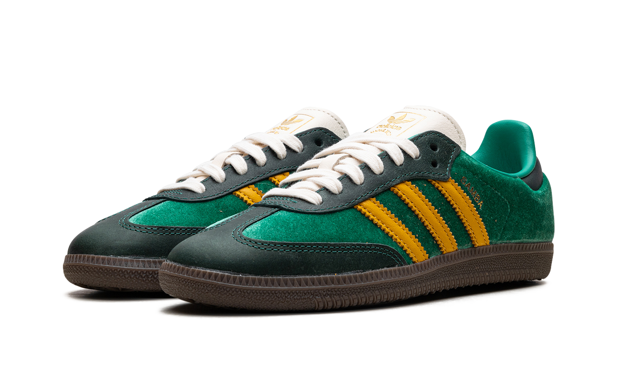 adidas samba og court green preloved yellow women s+JI2681+diagnol left view