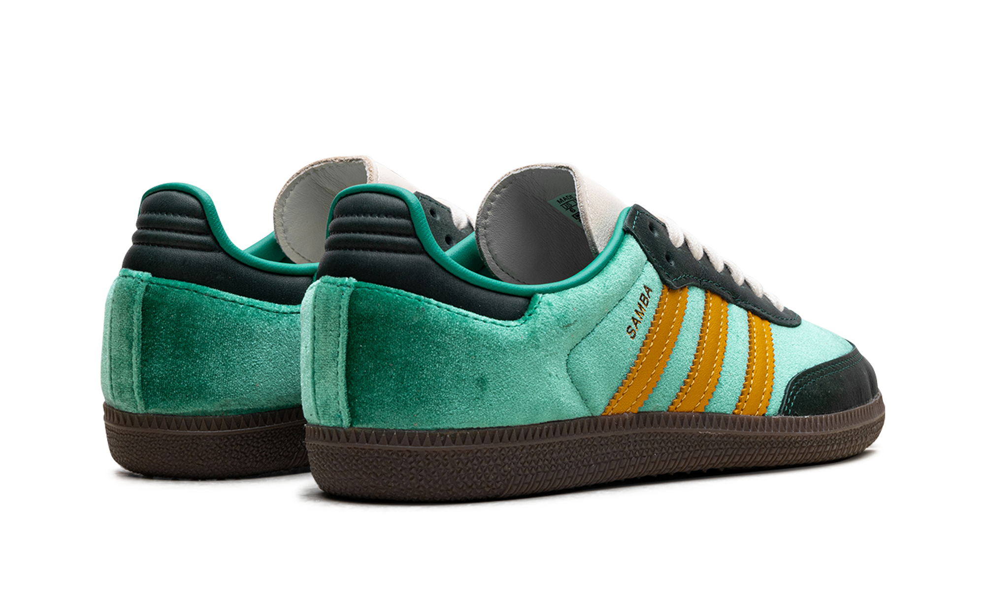 adidas samba og court green preloved yellow women s+JI2681+diagnol right behind view