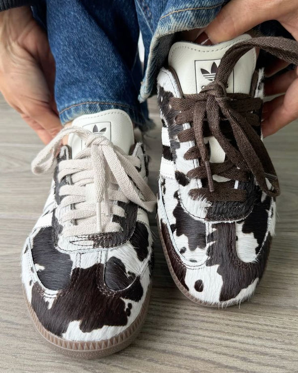 adidas Samba OG Cow Print Dark Brown White (Women's), Lifestyle View 2, SKU KK2238