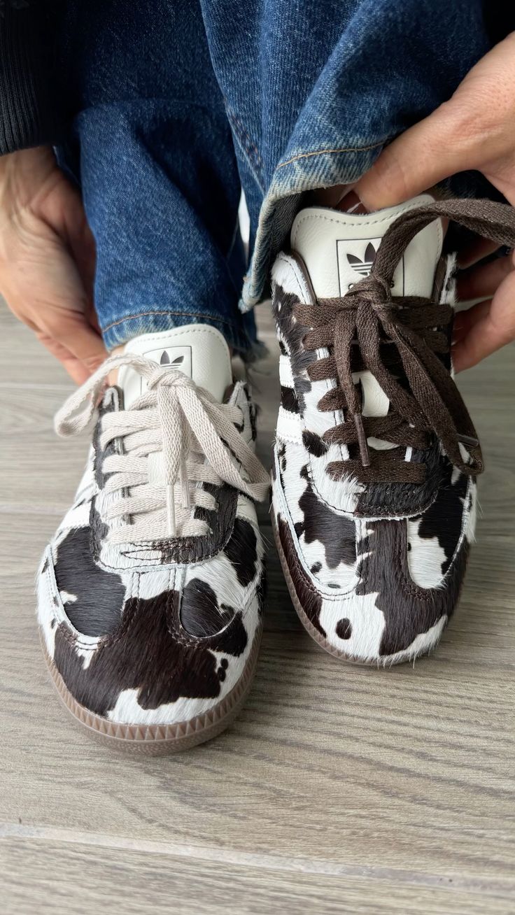 adidas Samba OG Cow Print Dark Brown White (Women's), Lifestyle View 2, SKU KK2238
