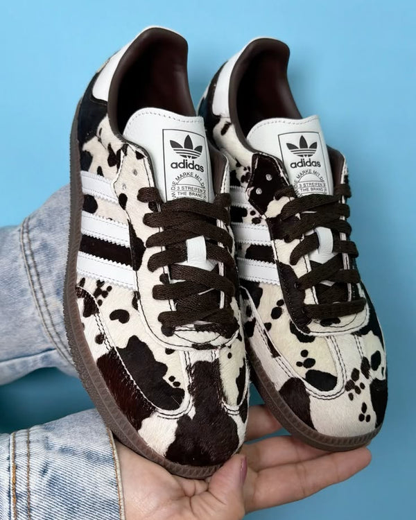 adidas Samba OG Cow Print Dark Brown White (Women's), Lifestyle View 3, SKU KK2238