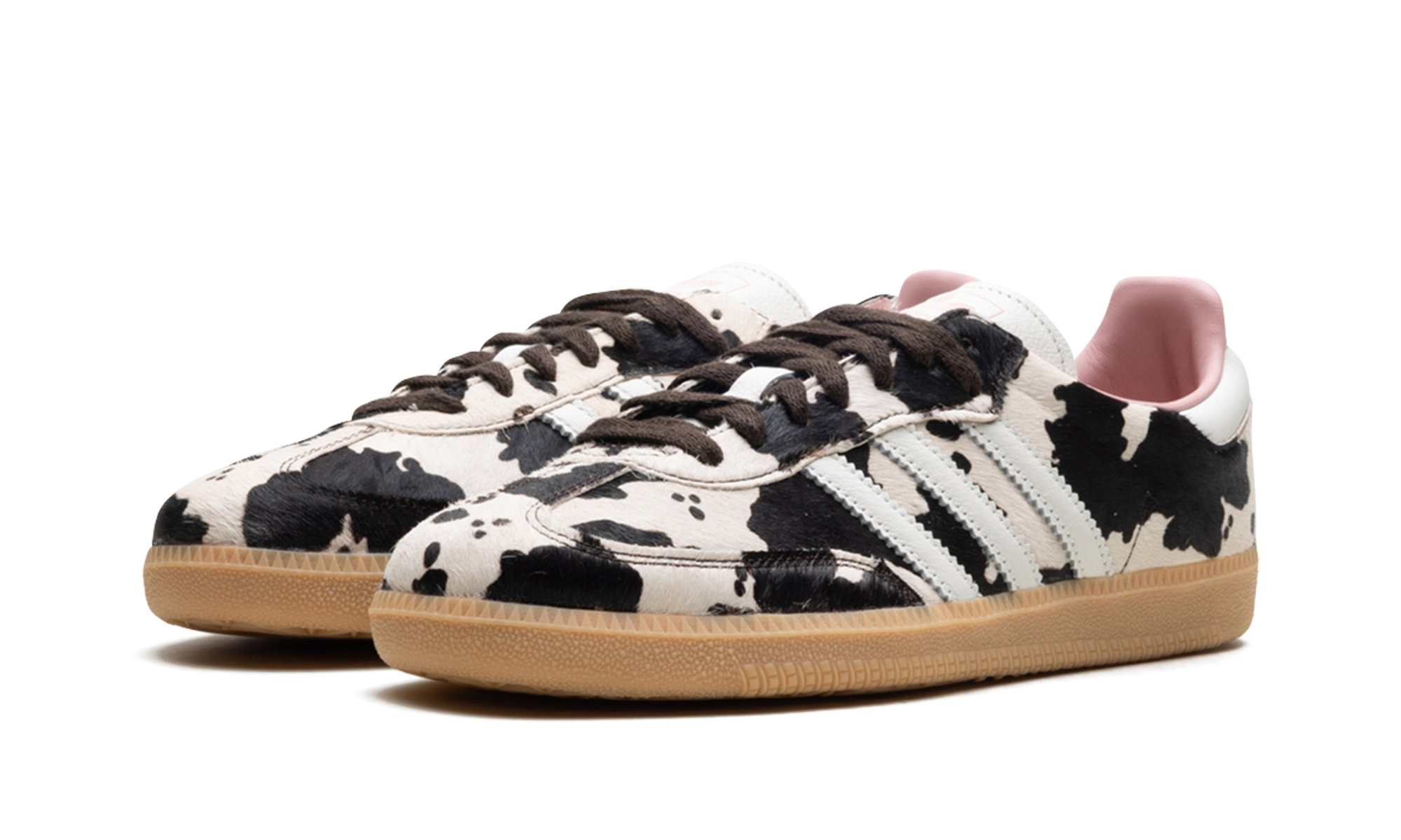 adidas samba og cow print women s+JR1256+diagnol left view
