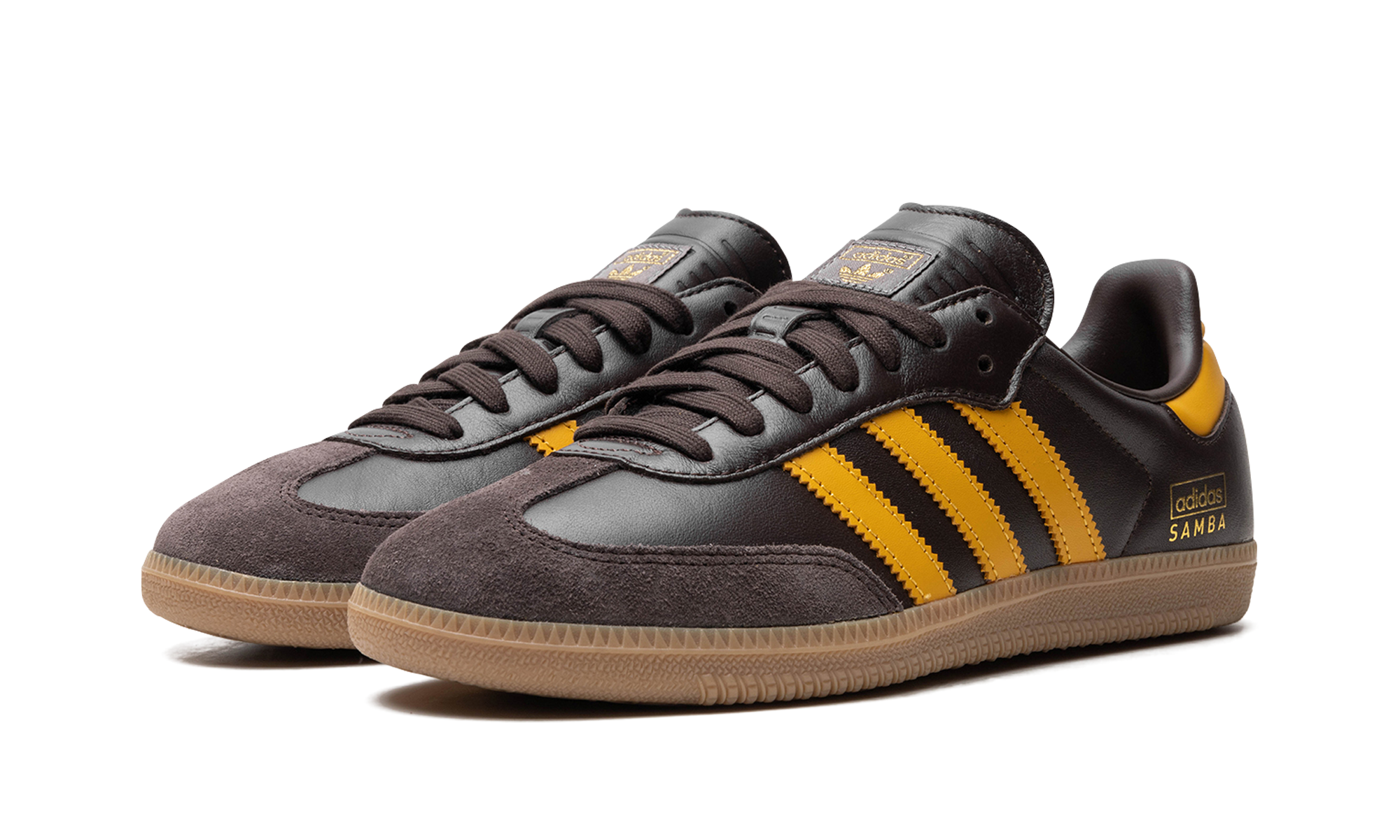 adidas samba og dark brown preloved yellow+IG6174+diagnol left view