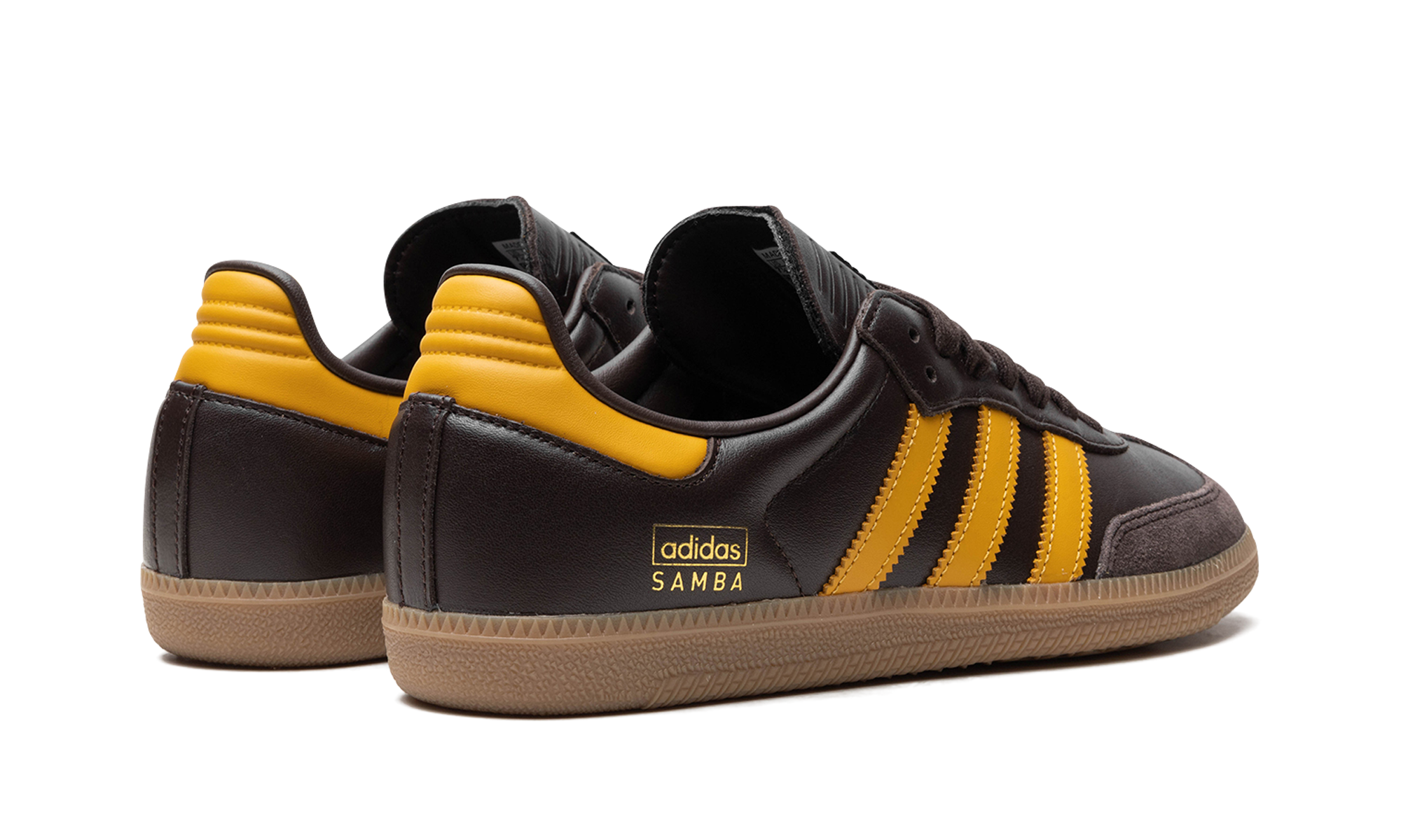 adidas samba og dark brown preloved yellow+IG6174+diagnol right behind view