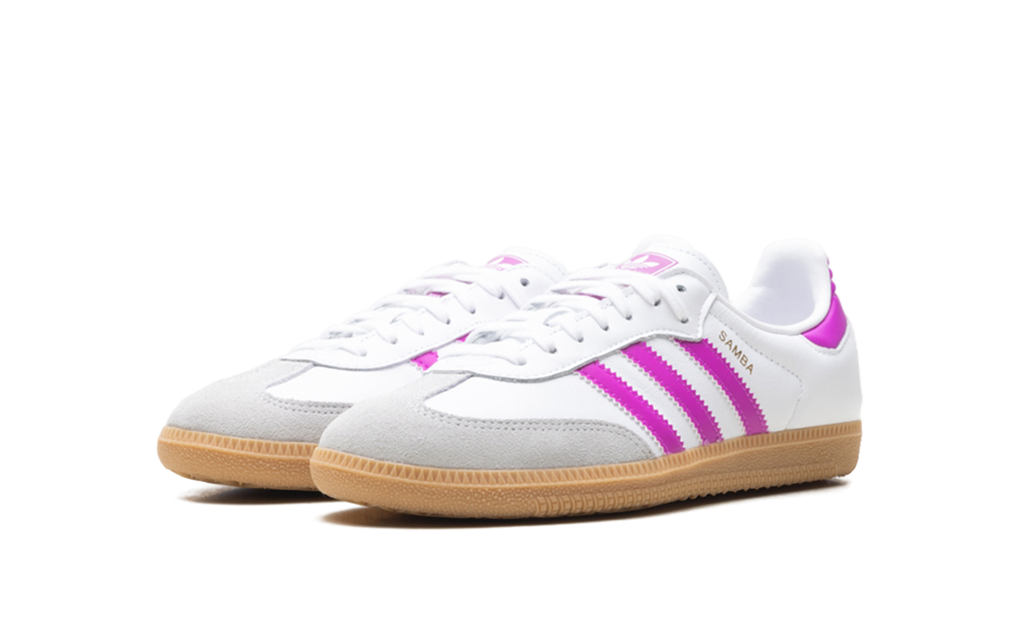 adidas samba og footwear white purple kids+IH2873+diagnol left view