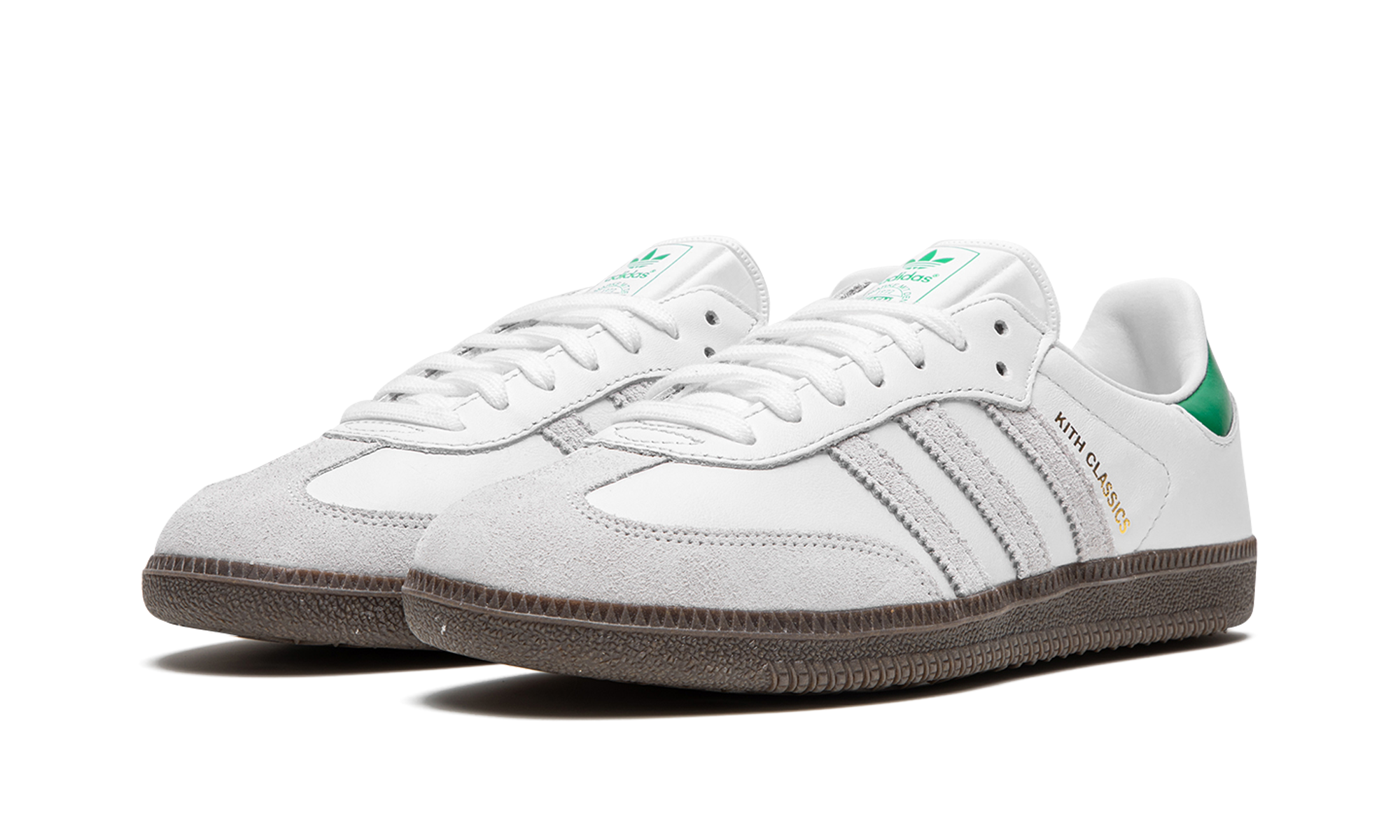 adidas samba og kith classics white green+FX5398+diagnol left view