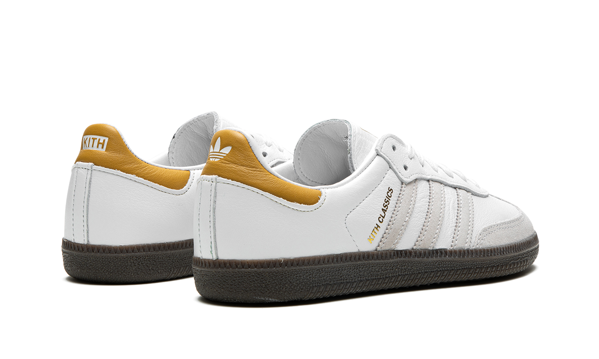 adidas samba og kith classics white mango+IE4800+diagnol right behind view