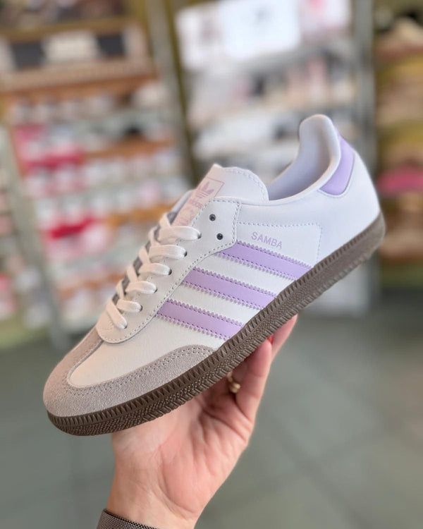 adidas Samba OG Lilac Purple (GS), Lifestyle View 2, SKU JQ2842