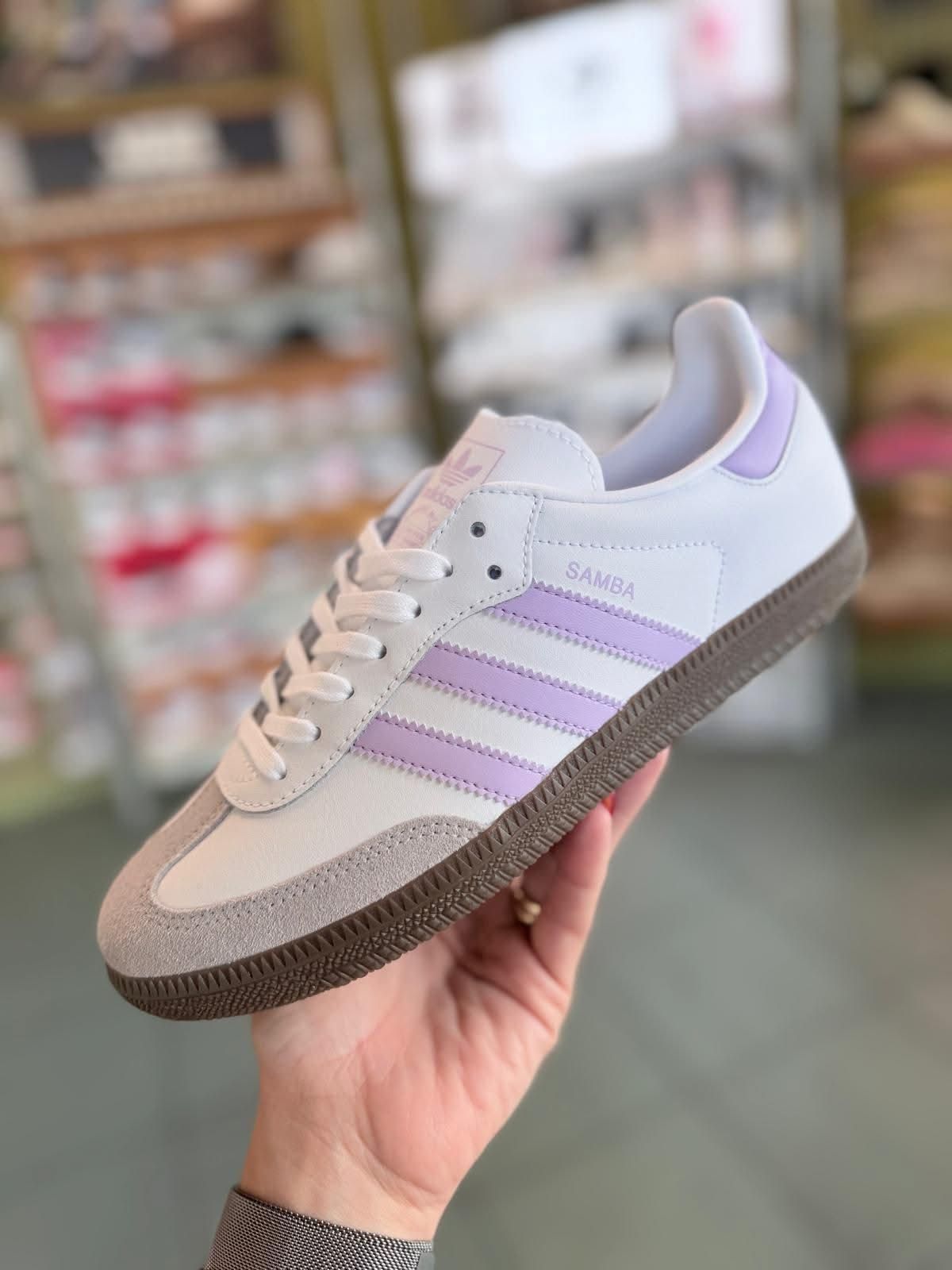 adidas Samba OG Lilac Purple (GS), Lifestyle View 2, SKU JQ2842
