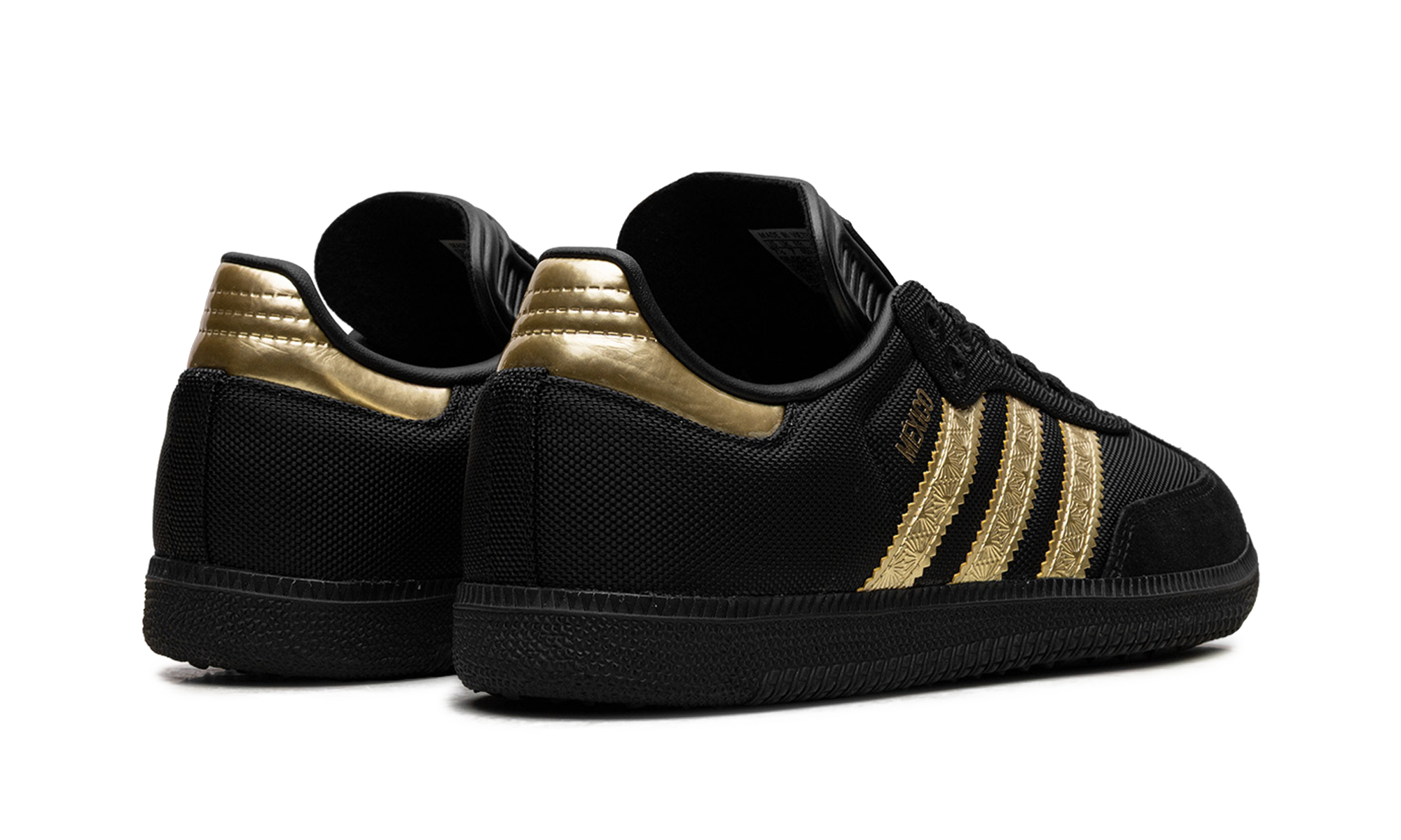 adidas samba og mexico black gold metallic+JH5656+diagnol right behind view