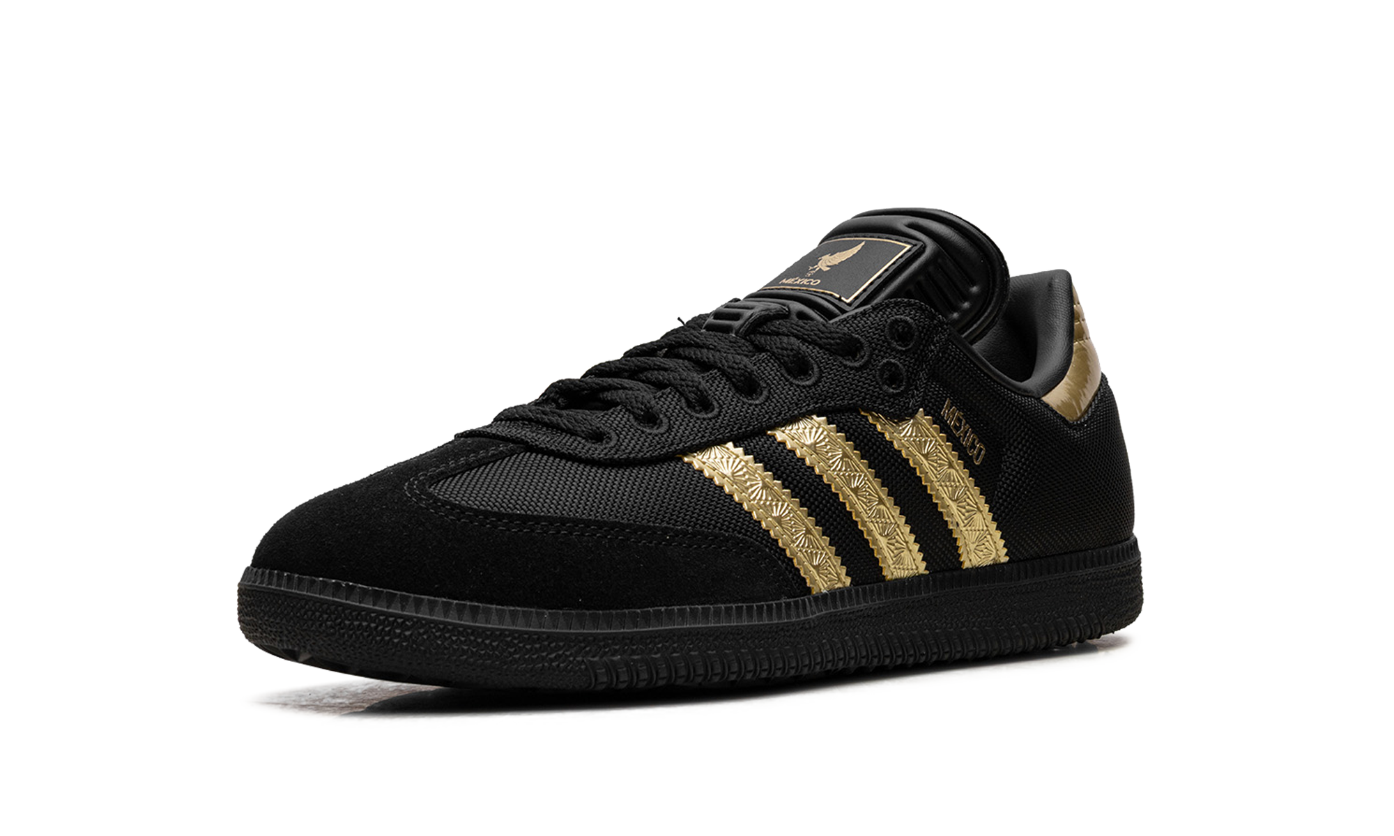 adidas samba og mexico black gold metallic+JH5656+left diagnol single view