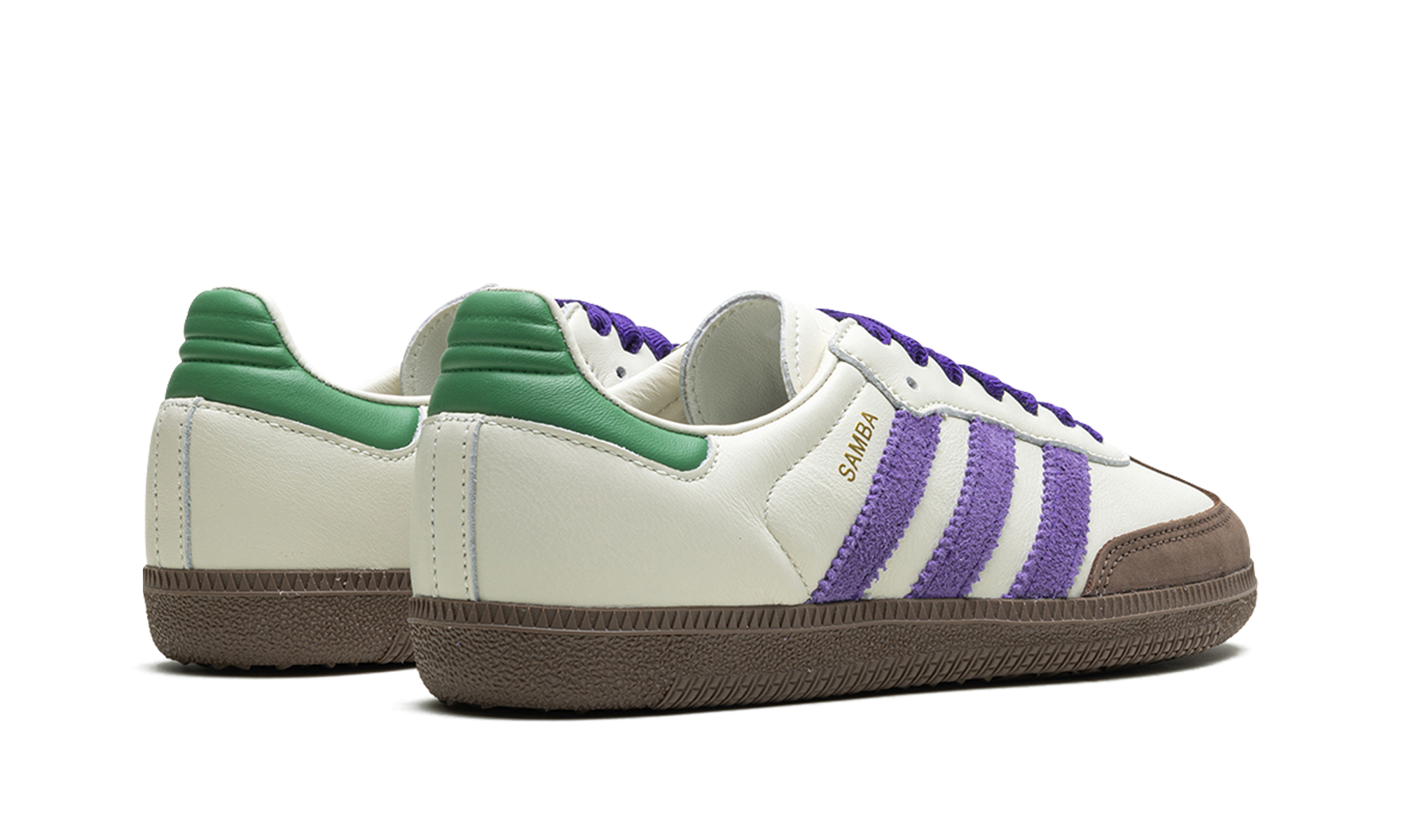 adidas samba og off white core purple green brown women s+ID8349+diagnol right behind view