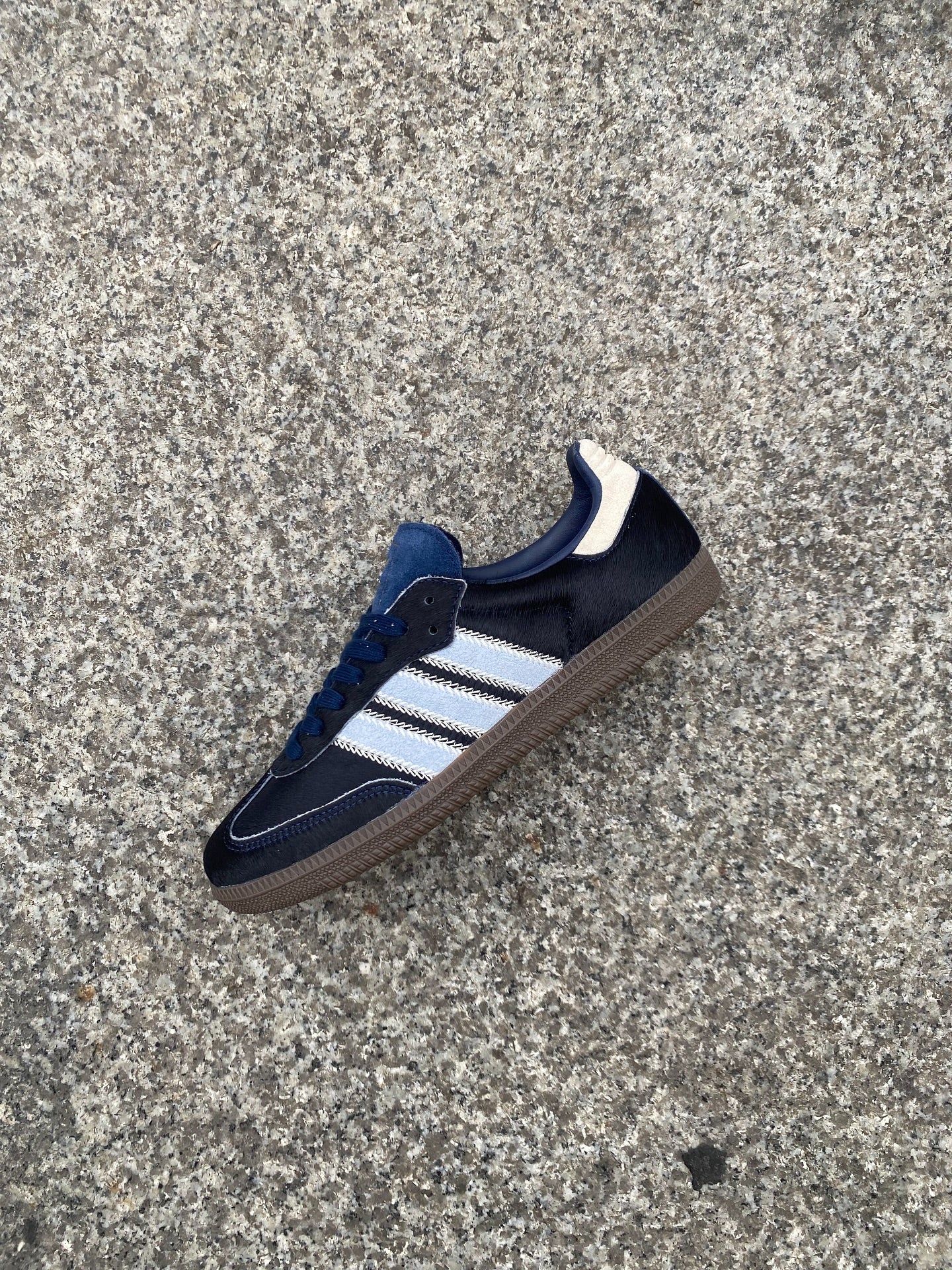 adidas Samba OG Pony Hair Night Indigo Clear Sky, Lifestyle View 2, SKU JS3934