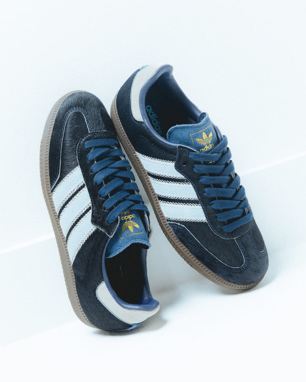 adidas Samba OG Pony Hair Night Indigo Clear Sky, Lifestyle View 1, SKU JS3934