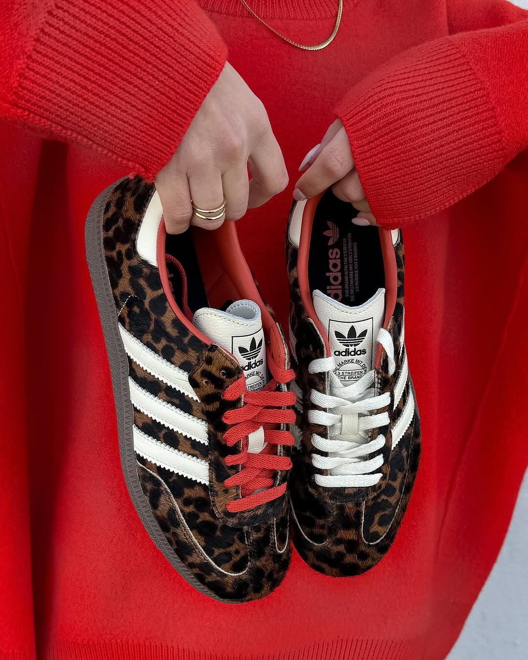 adidas Samba OG Preloved Red Leopard (Women's), Lifestyle View 6, SKU JI2734