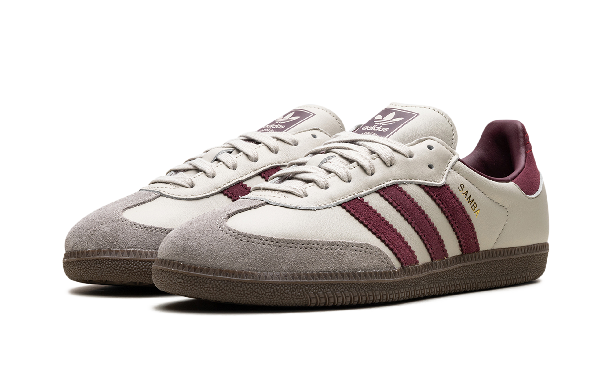 adidas samba og putty grey maroon+ID1482+diagnol left view