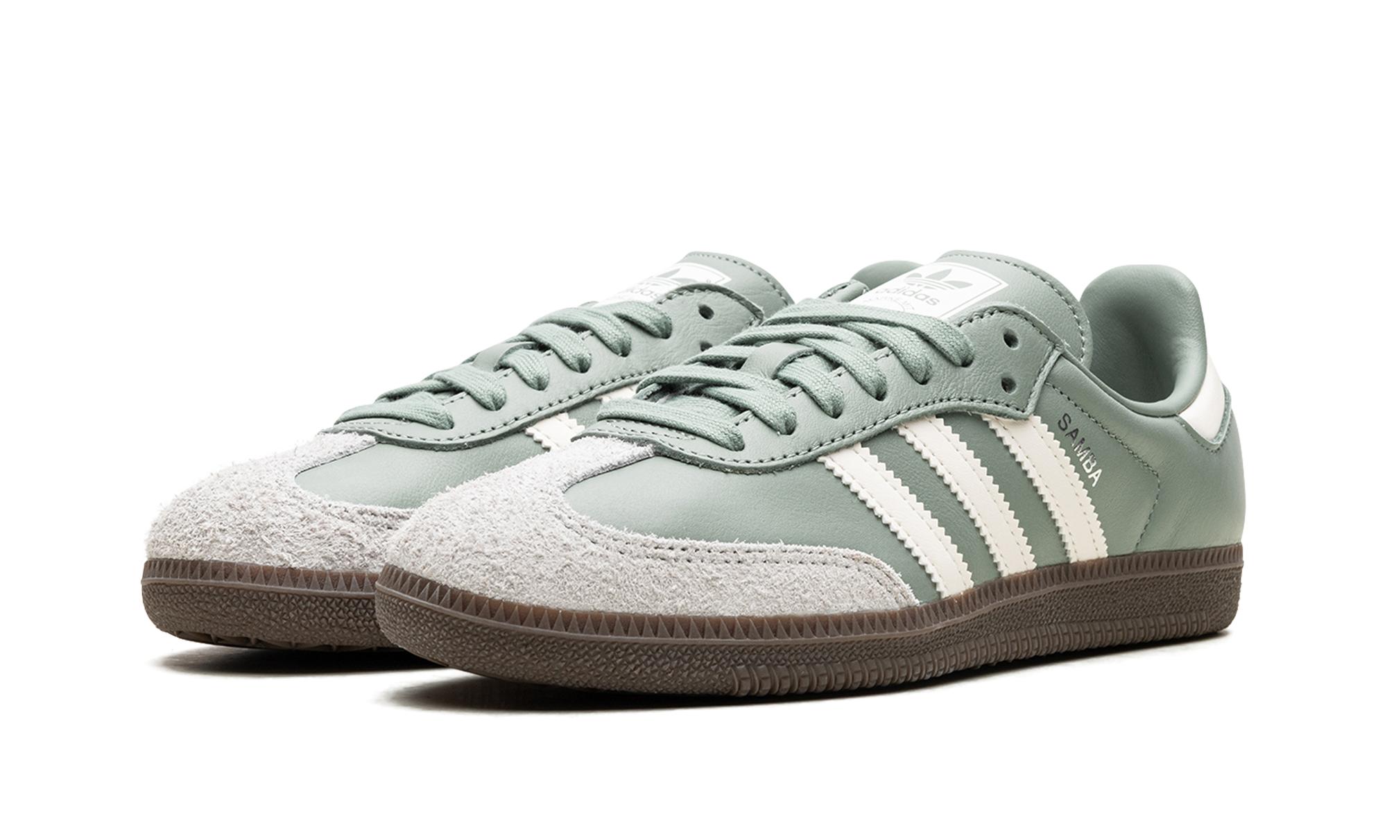 adidas samba og silver green chalk white+JI1866+diagnol left view