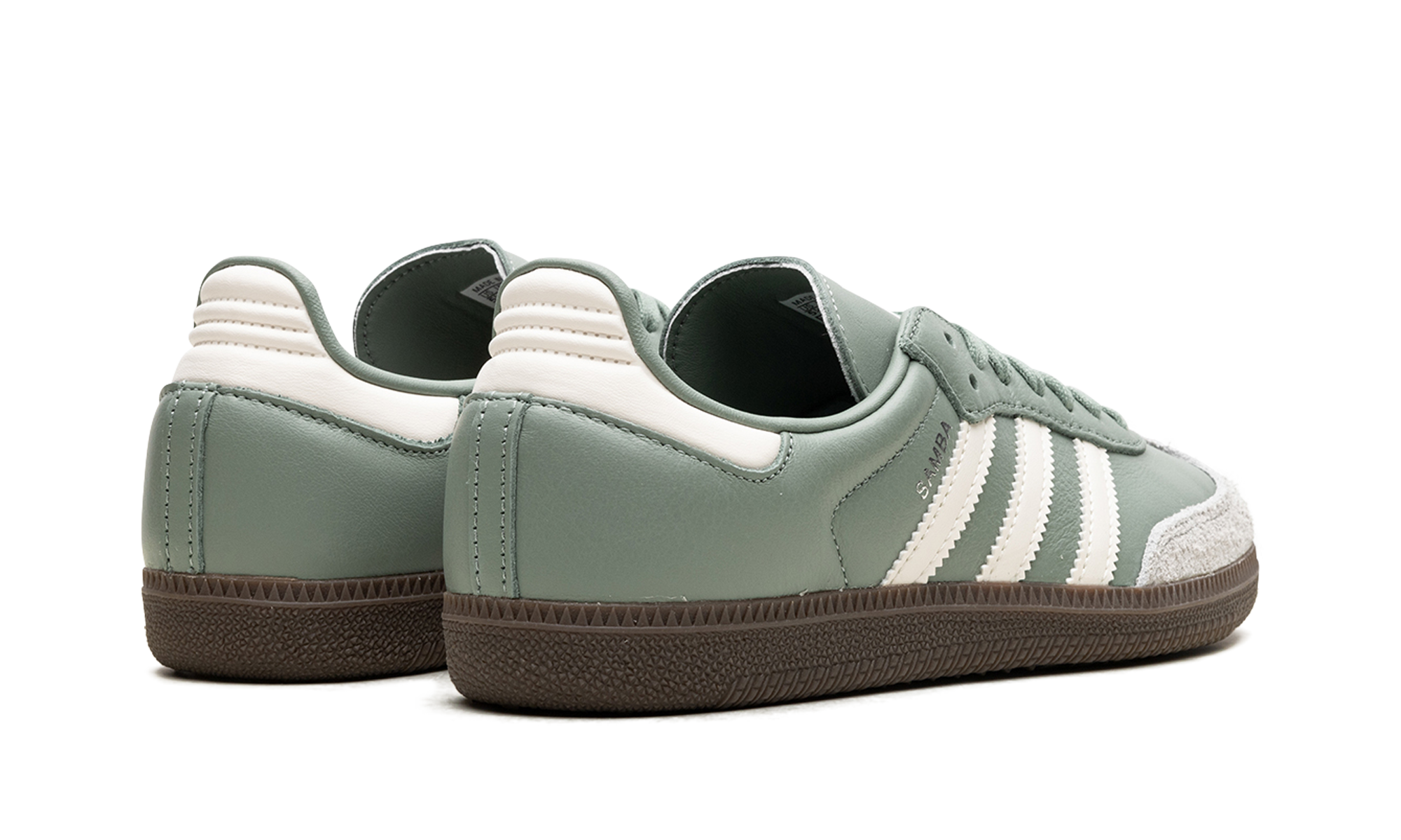 adidas samba og silver green chalk white+JI1866+diagnol right behind view