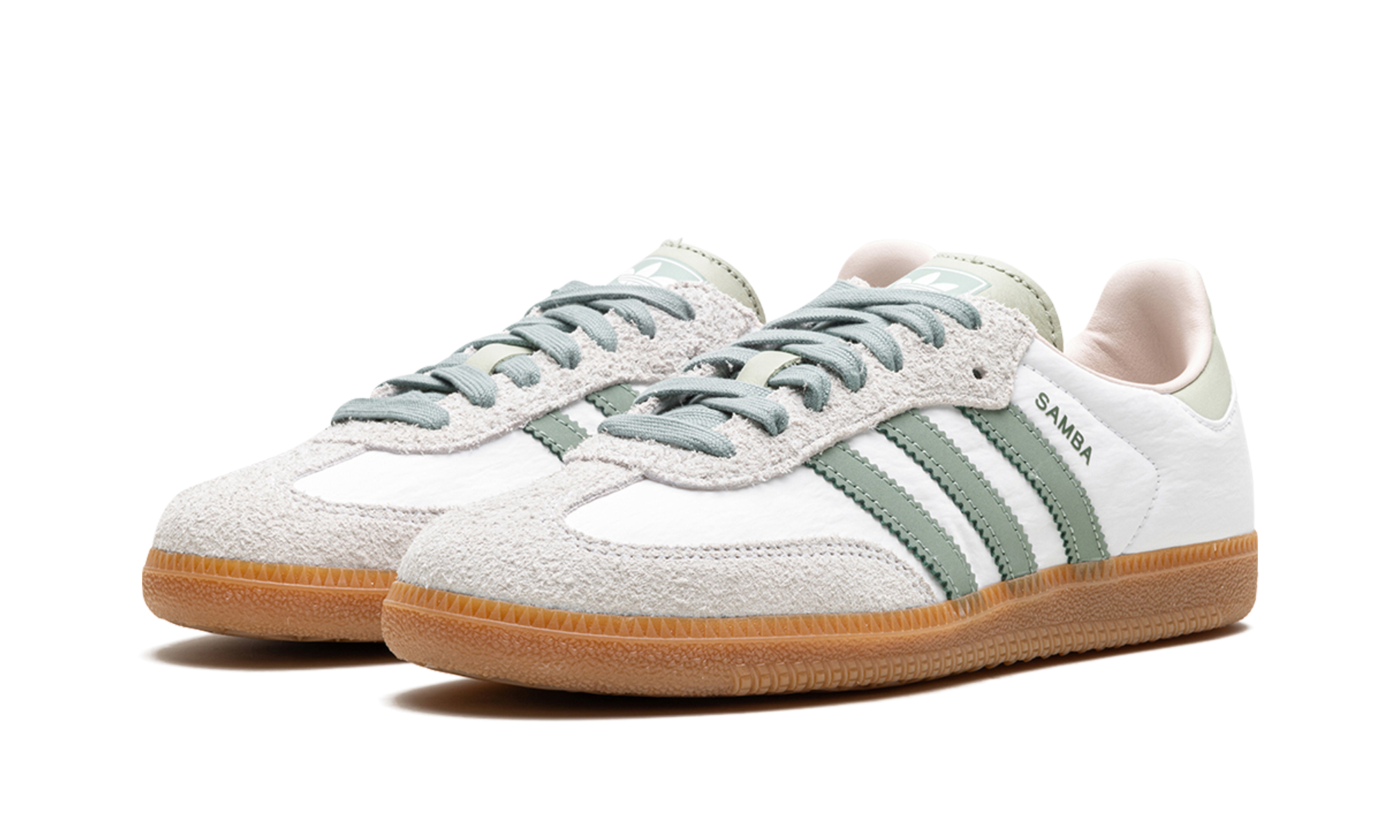adidas samba og silver green putty mauve women s+ID0492+diagnol left view