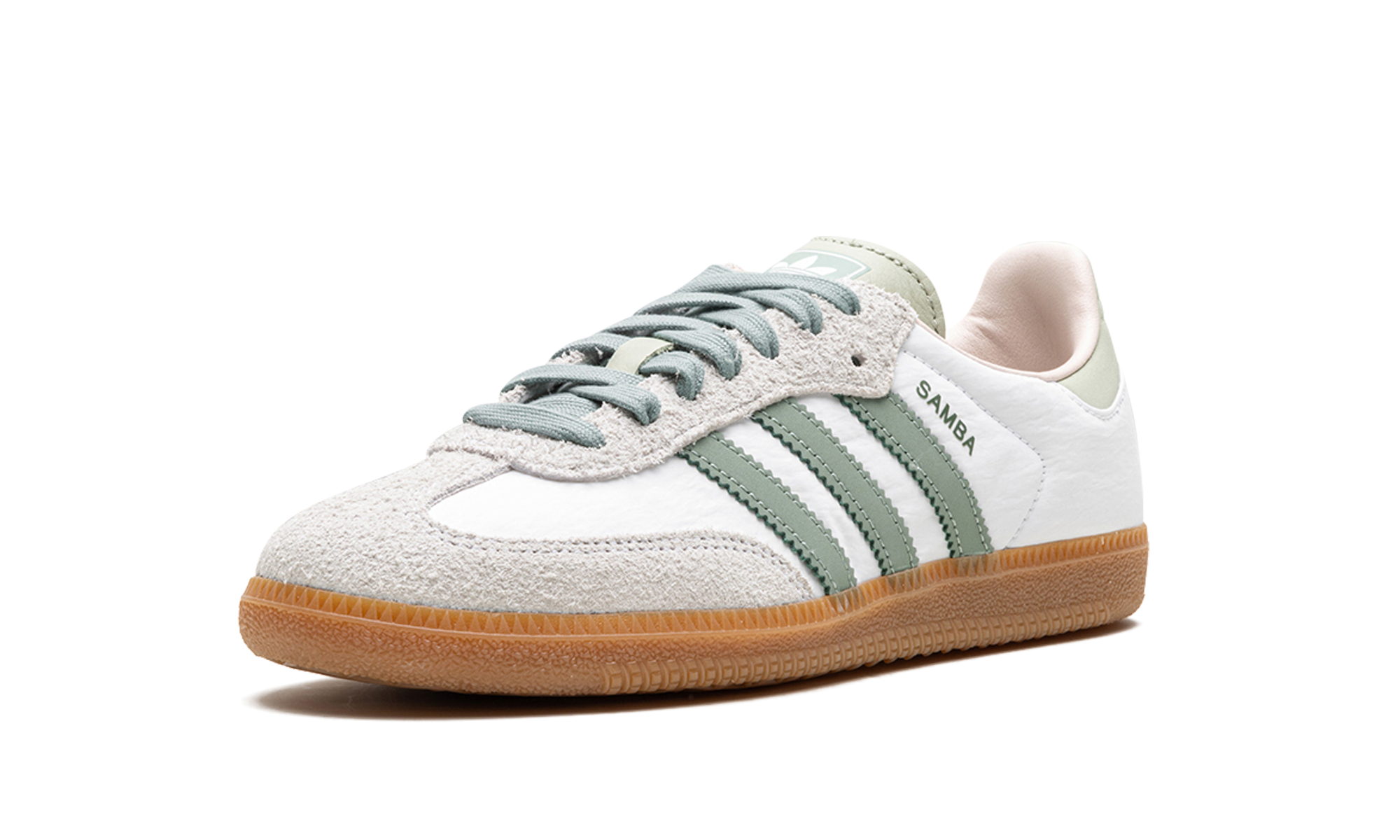 adidas samba og silver green putty mauve women s+ID0492+left diagnol single view