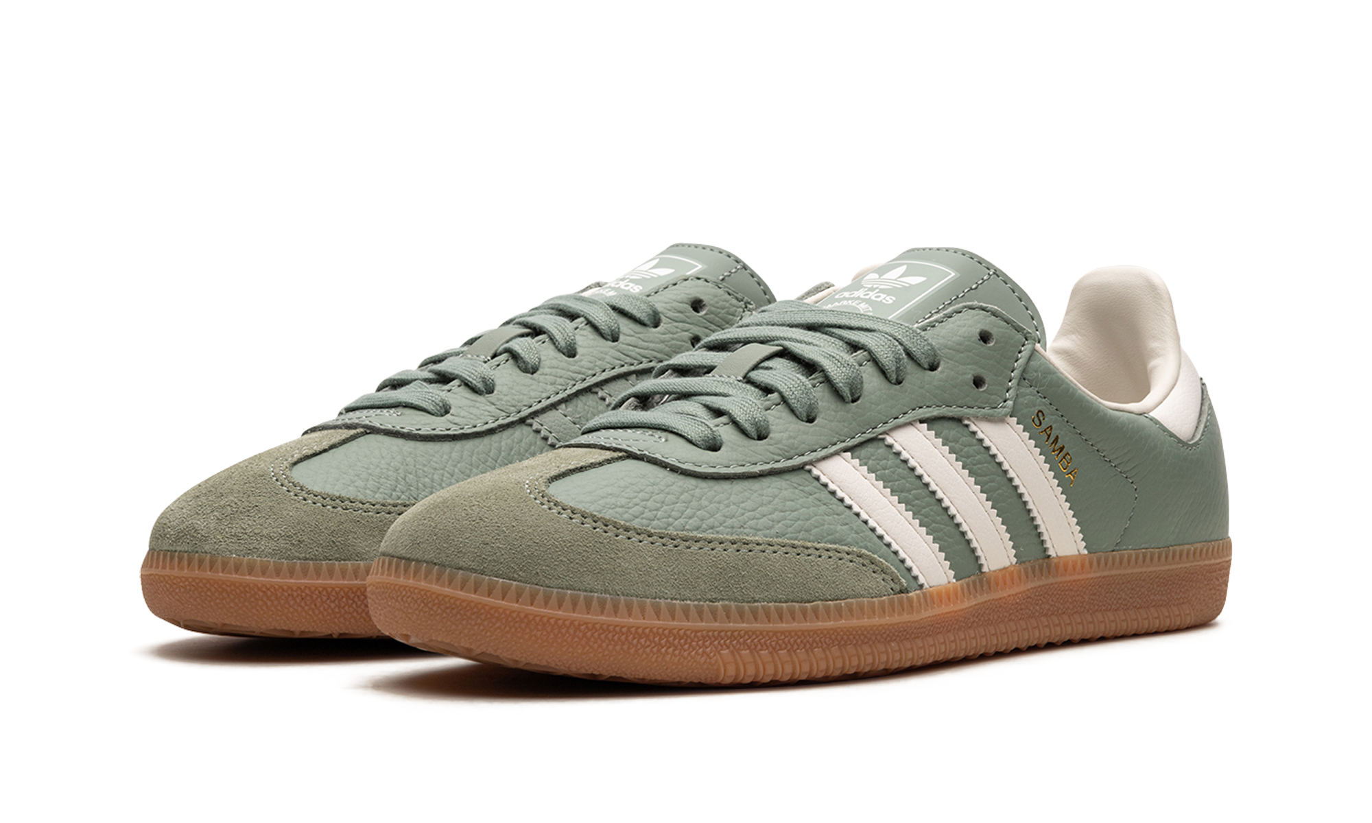 adidas samba og silver green women s+IE7011+diagnol left view
