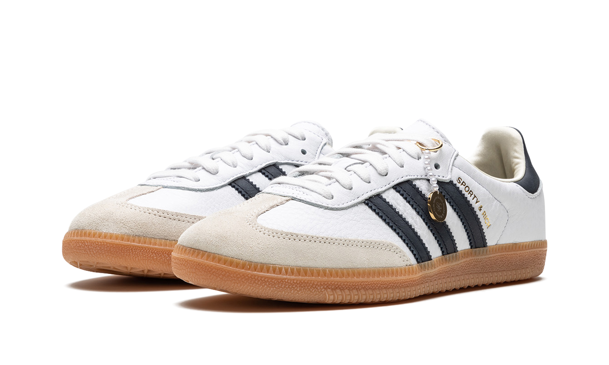 adidas samba og sporty rich white black+HP3354+diagnol left view