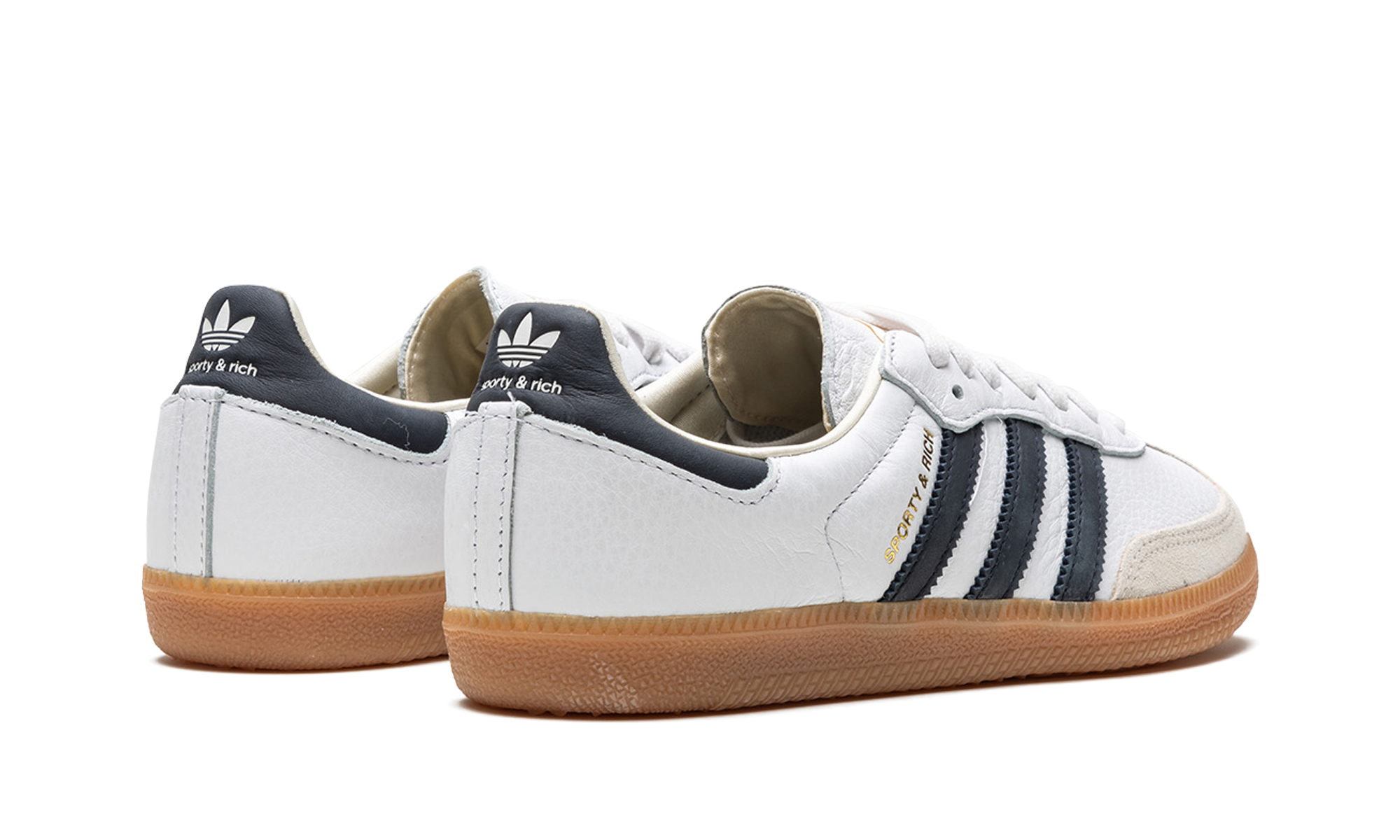 adidas samba og sporty rich white black+HP3354+diagnol right behind view
