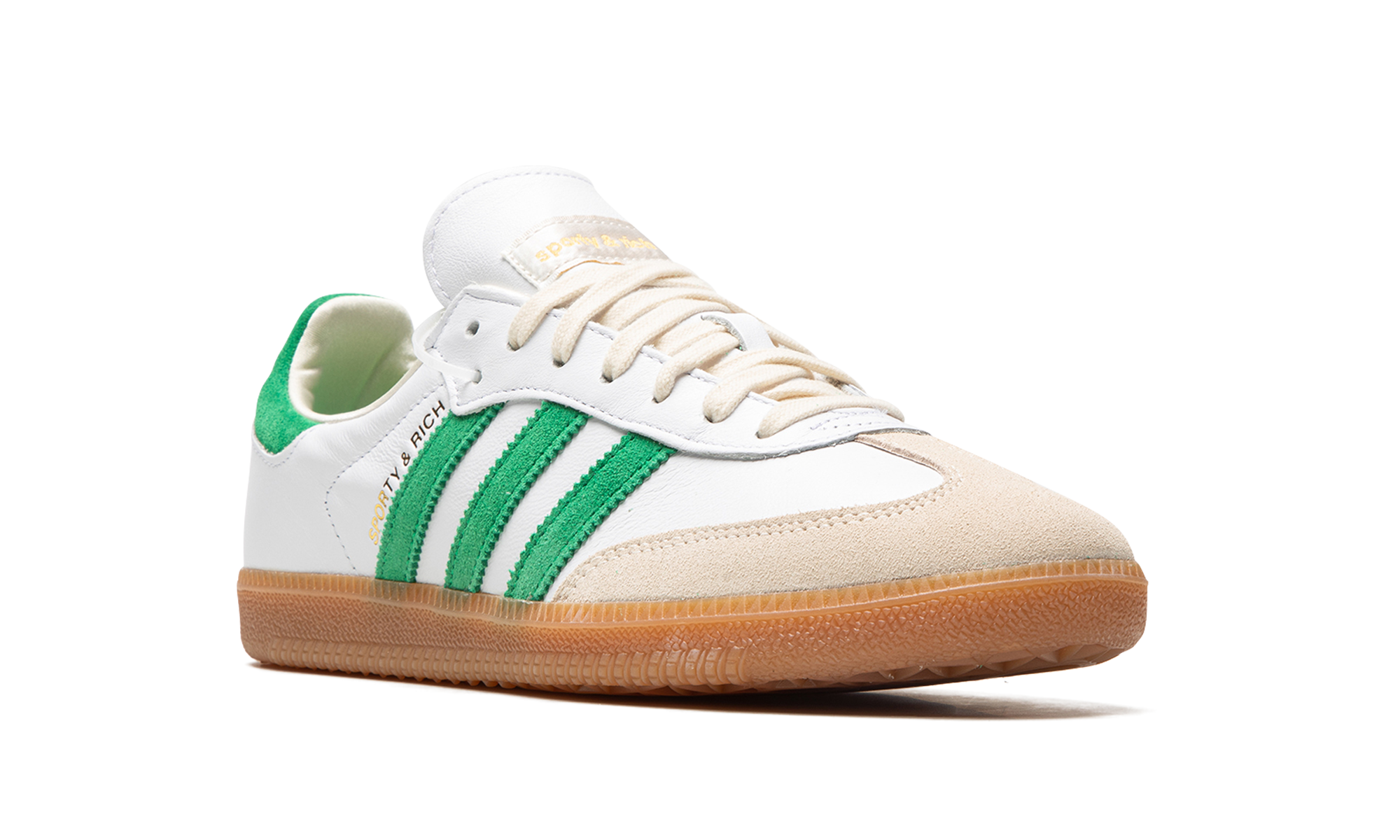 adidas samba og sporty rich white green+HQ6075+diagnol right view