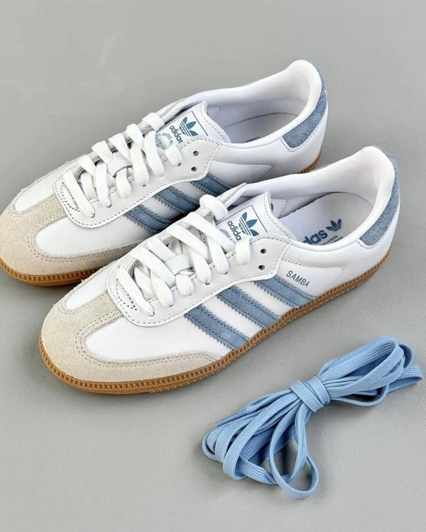 adidas Samba OG White Alumina Ash Blue (Women's), Lifestyle View 5, SKU JS1391