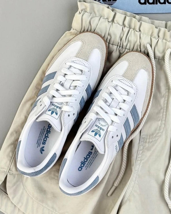 adidas Samba OG White Alumina Ash Blue (Women's), Lifestyle View 3, SKU JS1391