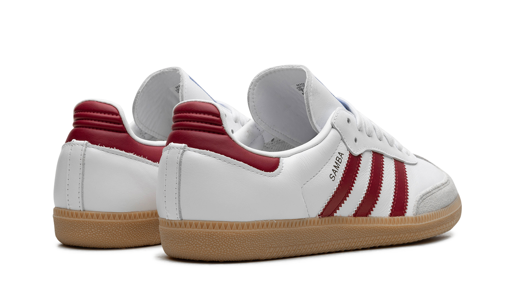 adidas samba og white burgundy gum+IF3813+diagnol right behind view