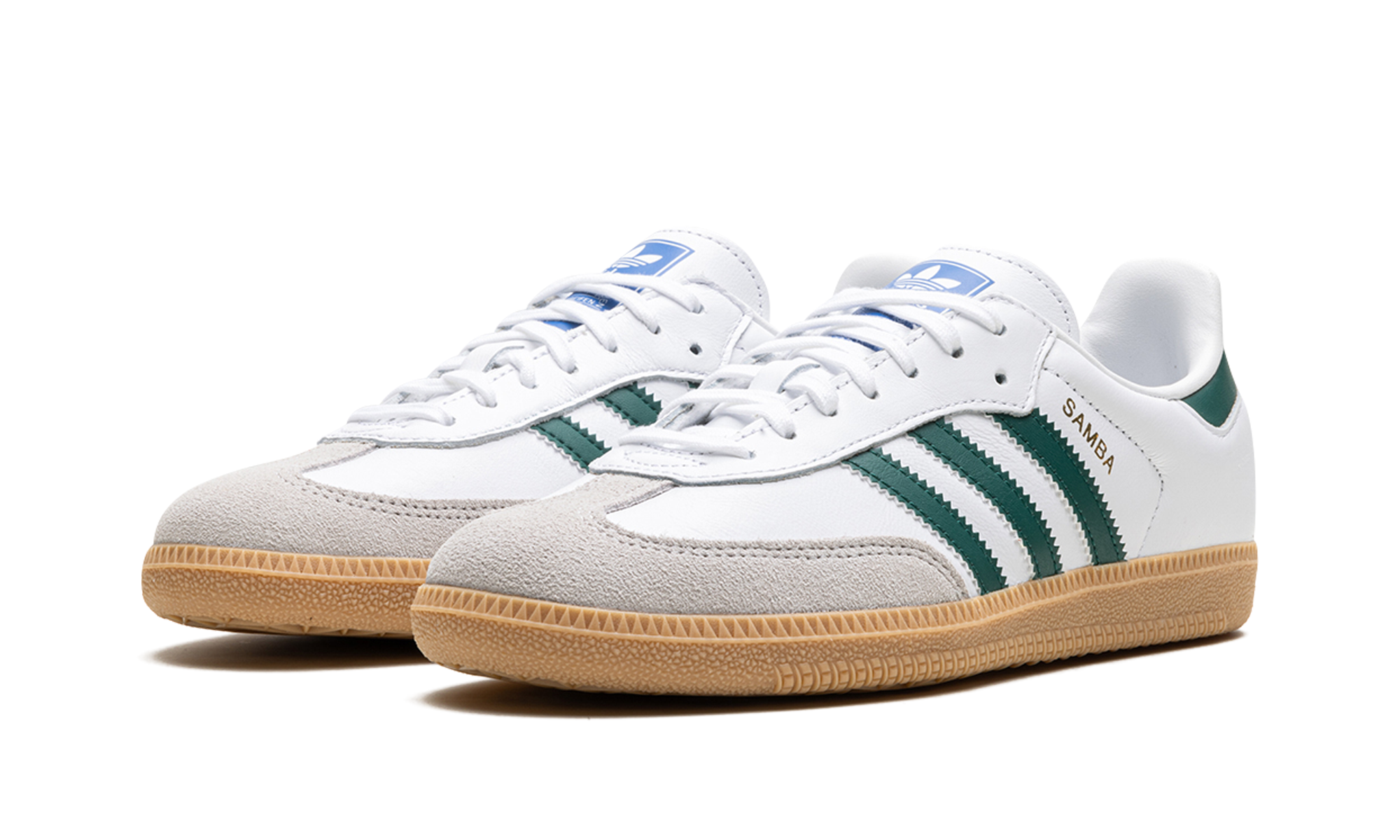 adidas samba og white collegiate green gum kids+IE1331+diagnol left view