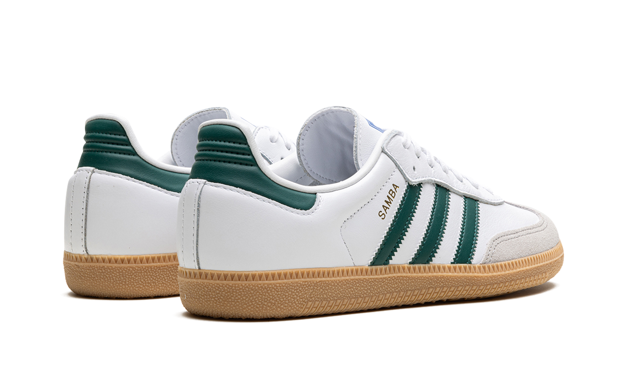 adidas samba og white collegiate green gum kids+IE1331+diagnol right behind view