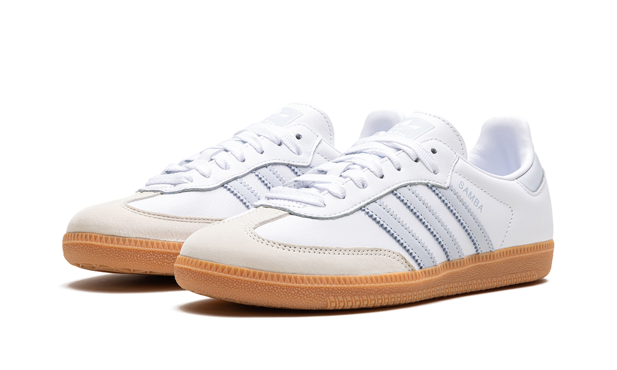 adidas samba og white halo blue gum women s+IE0877+diagnol left view