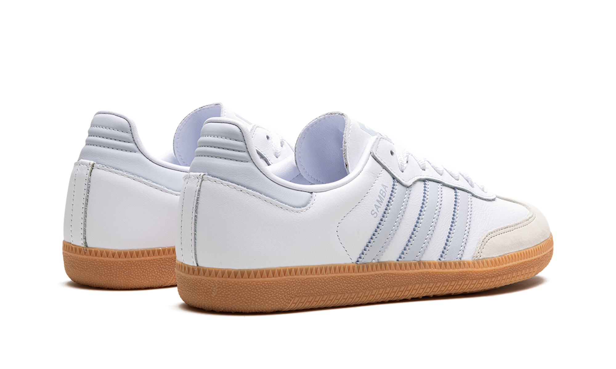 adidas samba og white halo blue gum women s+IE0877+diagnol right behind view