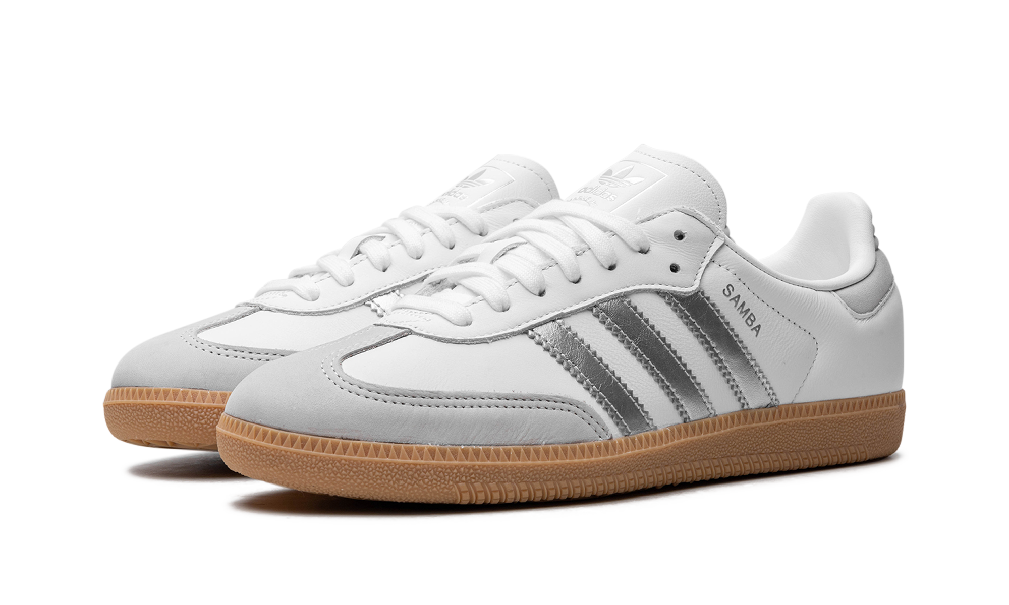 adidas samba og white silver metallic grey women s+JI2725+diagnol left view