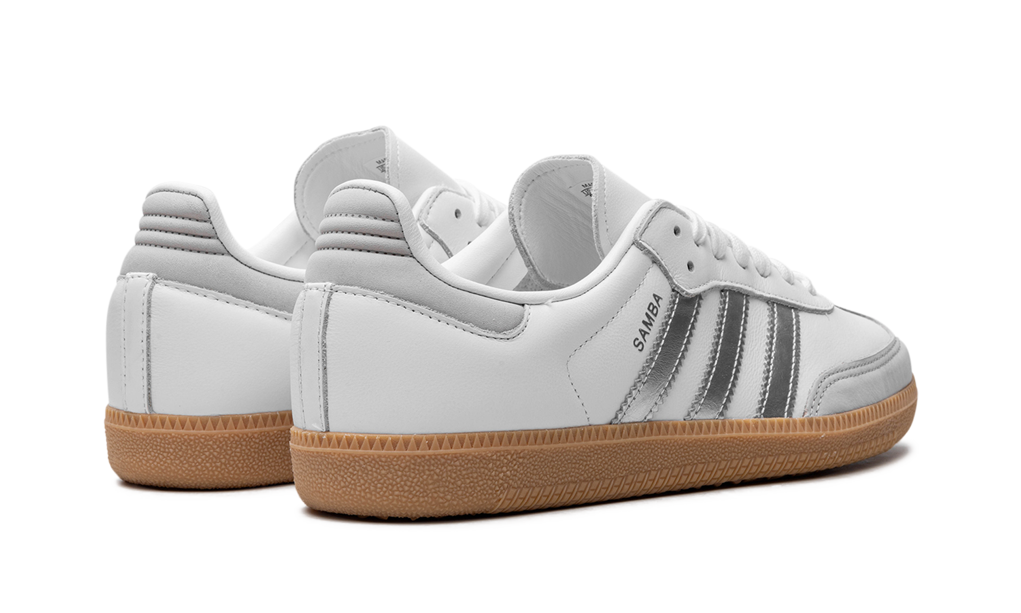 adidas samba og white silver metallic grey women s+JI2725+diagnol right behind view