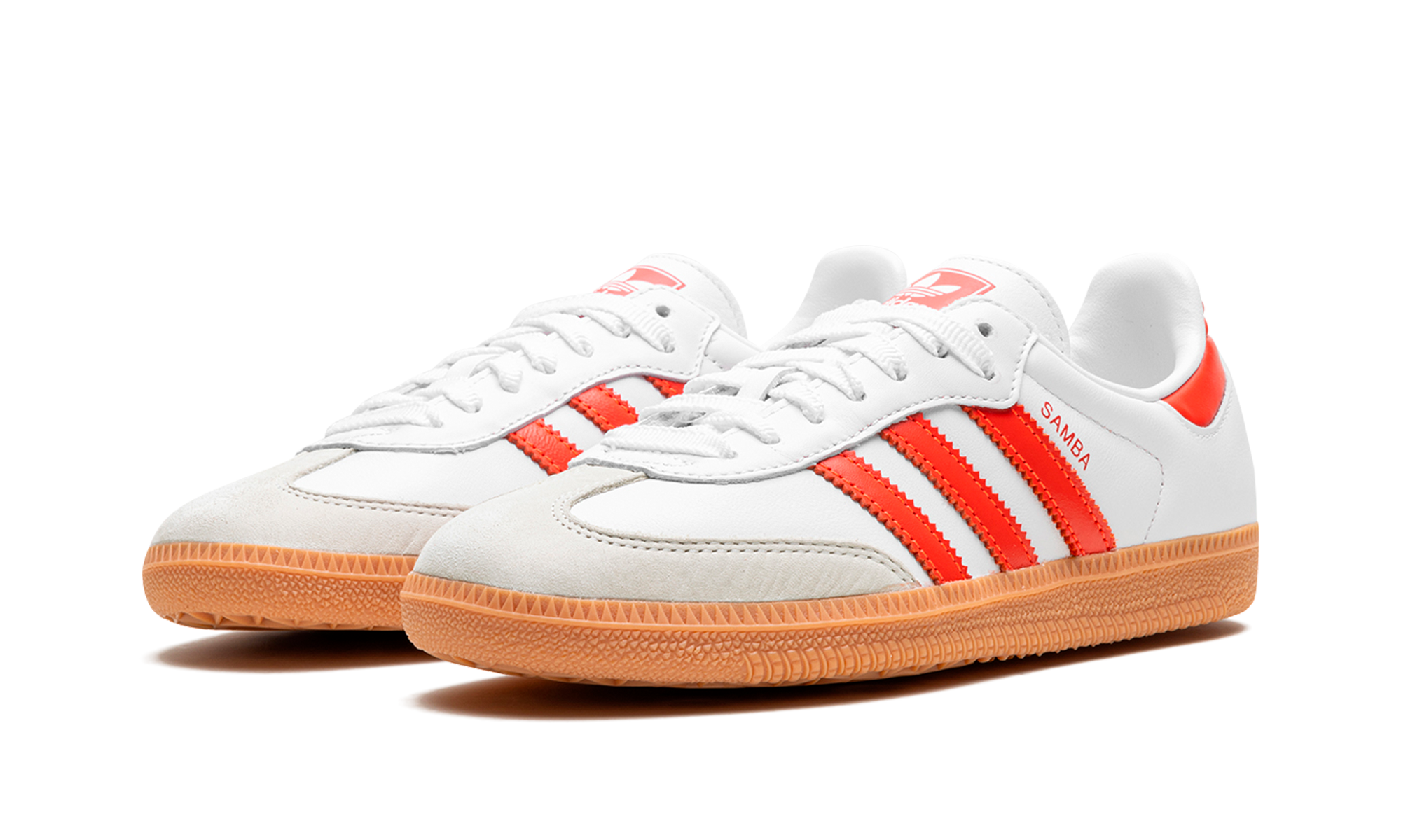 adidas samba og white solar red gum women s+IF6513+diagnol left view