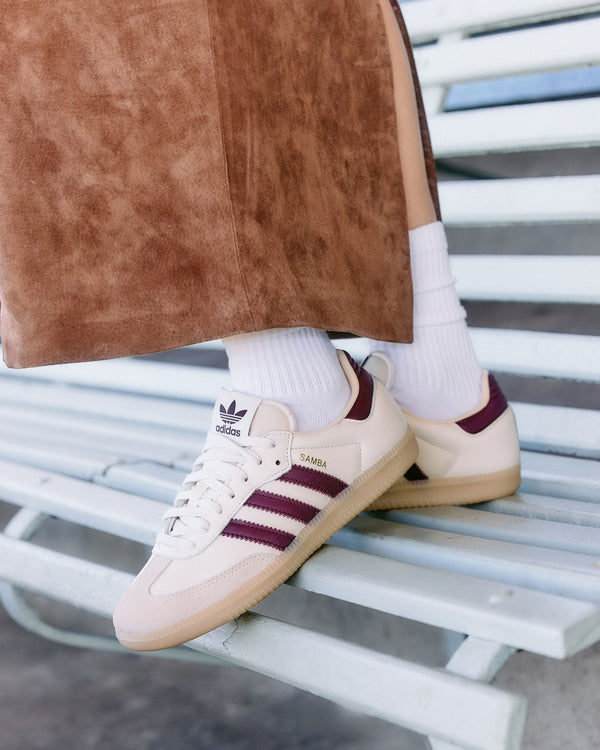 adidas Samba OG Wonder White Shadow Red, Lifestyle View 4, SKU JS3830