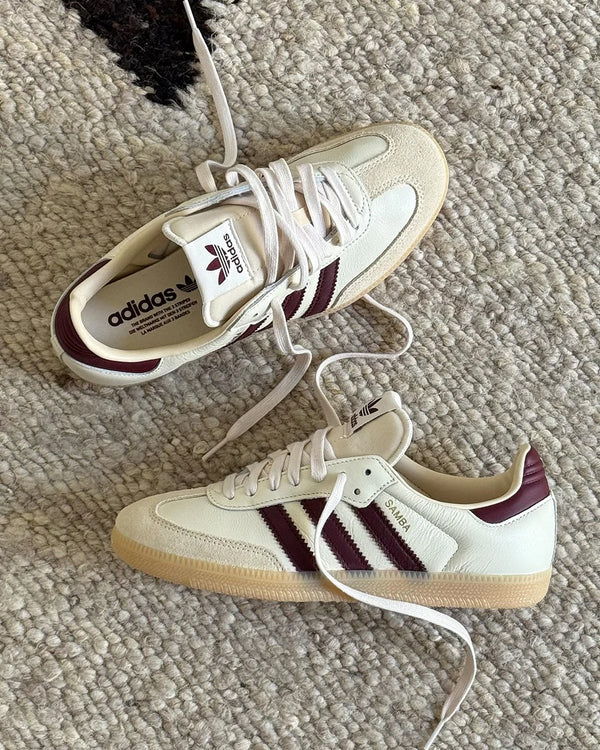 adidas Samba OG Wonder White Shadow Red, Lifestyle View 2, SKU JS3830
