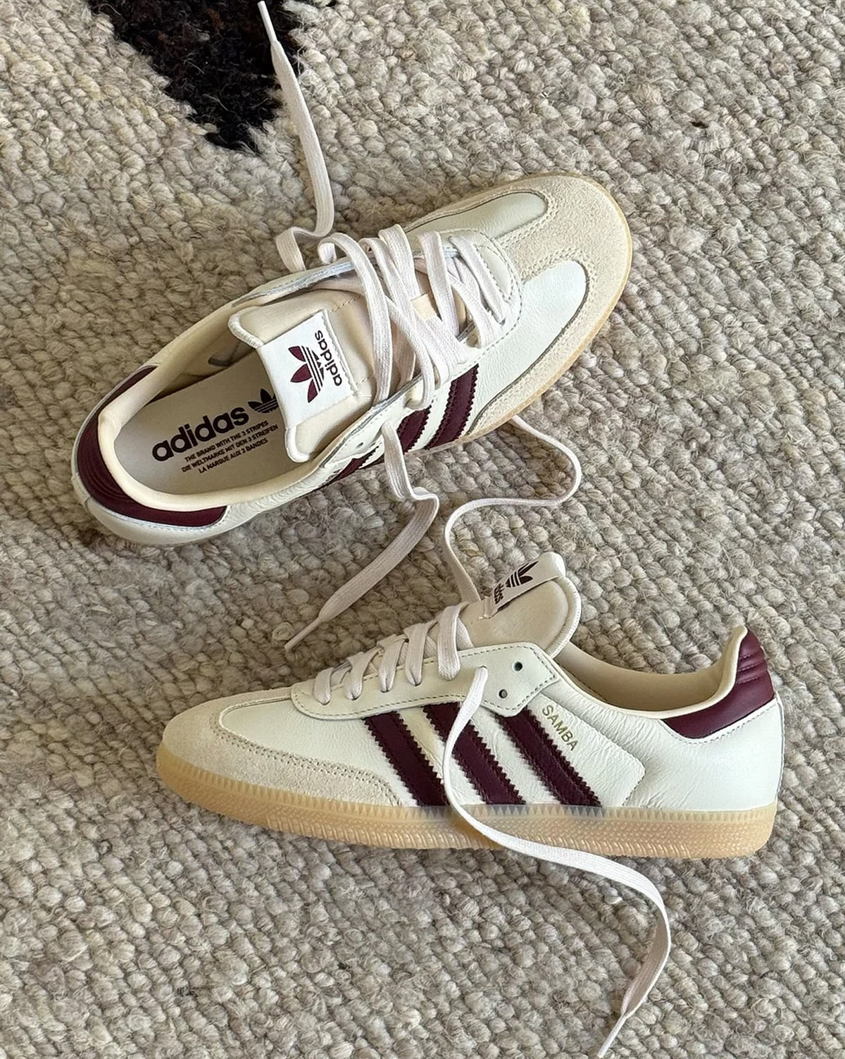 adidas Samba OG Wonder White Shadow Red, Lifestyle View 2, SKU JS3830