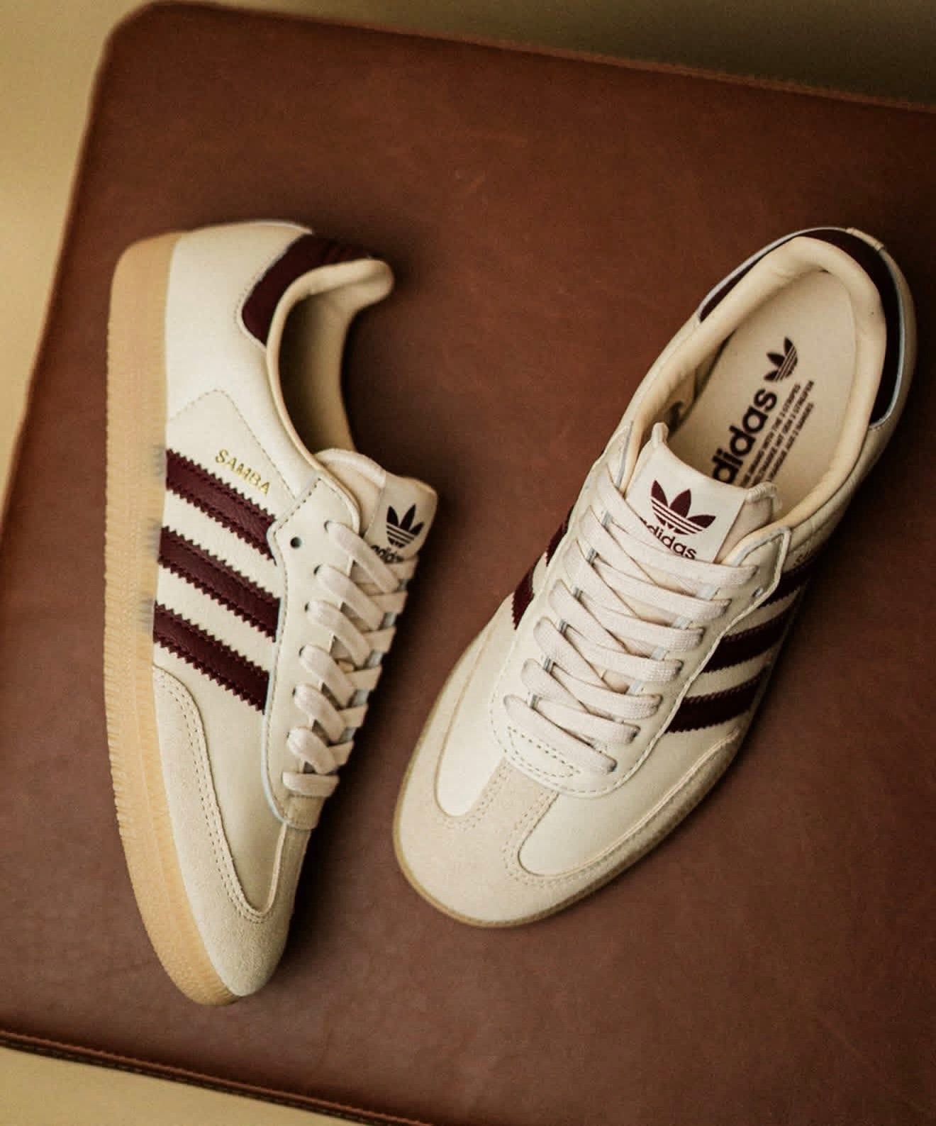 adidas Samba OG Wonder White Shadow Red, Lifestyle View 1, SKU JS3830