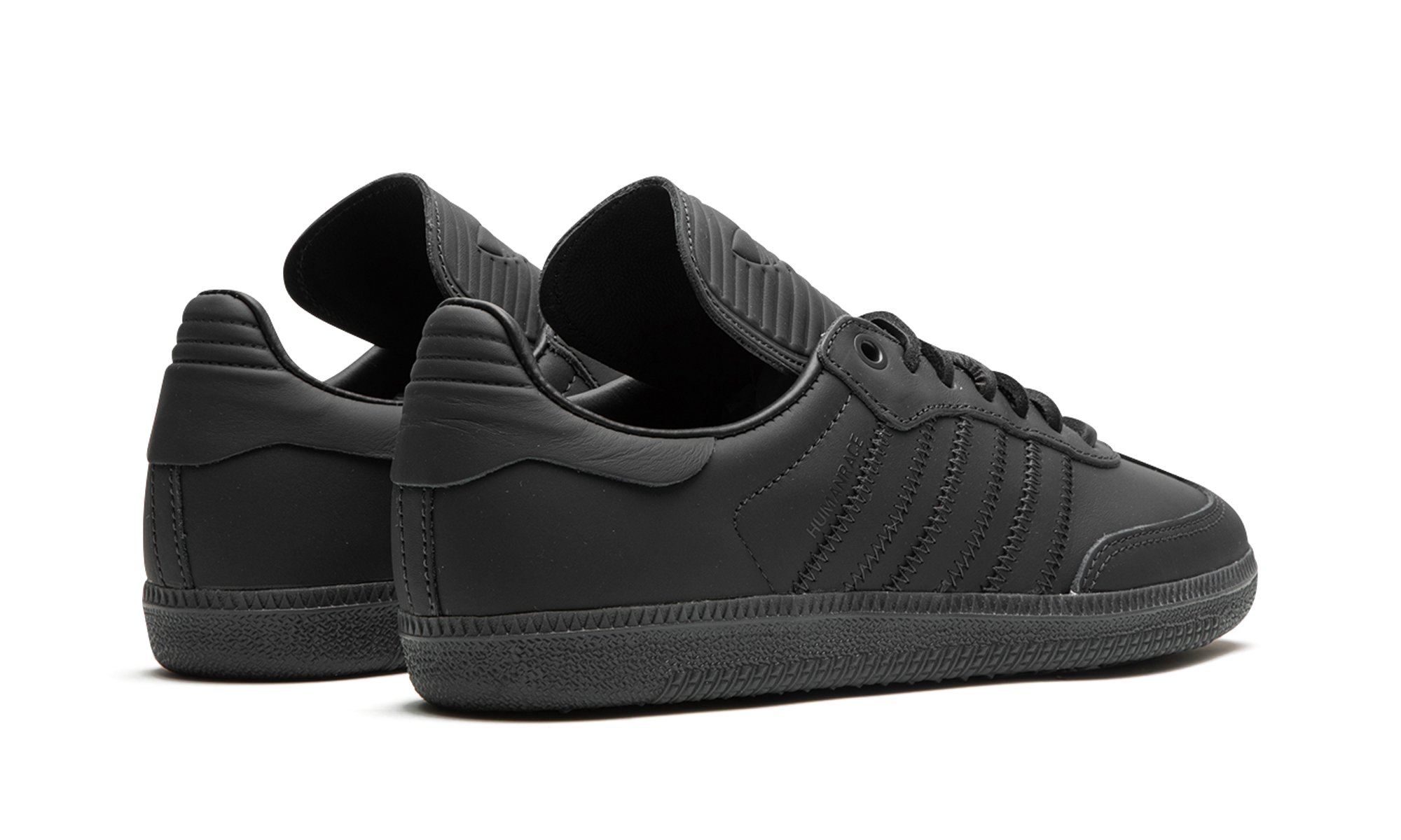 adidas samba pharrell humanrace charcoal+IE7291+diagnol right behind view