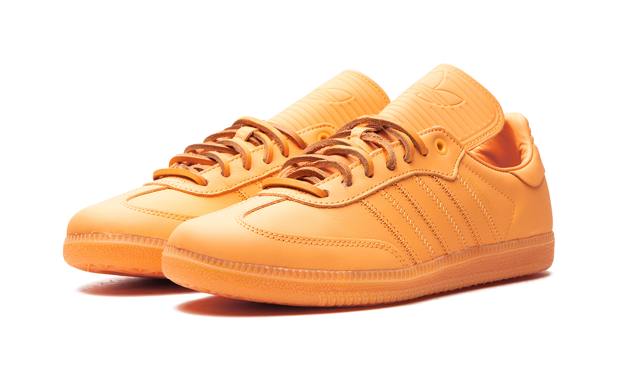 adidas samba pharrell humanrace orange+IE7293+diagnol right behind view