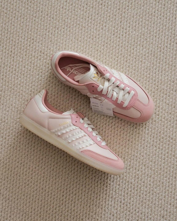 adidas Samba Ruffle Stripes Pack Wonder Mauve (Women's), Lifestyle View 1, SKU JR8830