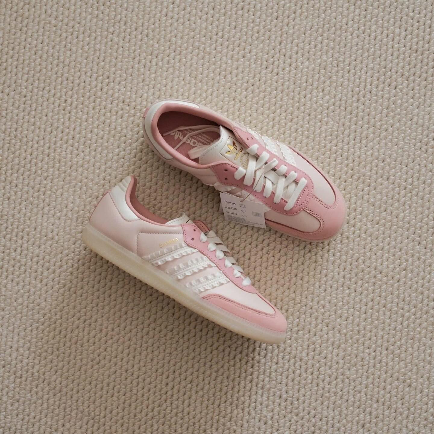 adidas Samba Ruffle Stripes Pack Wonder Mauve (Women's), Lifestyle View 1, SKU JR8830