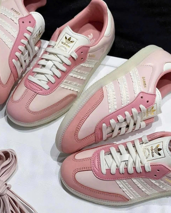 adidas Samba Ruffle Stripes Pack Wonder Mauve (Women's), Lifestyle View 3, SKU JR8830
