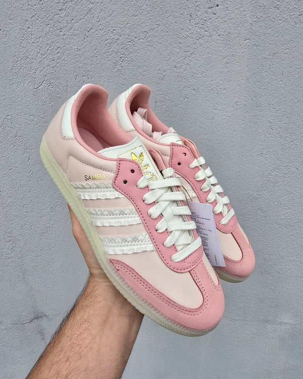 adidas Samba Ruffle Stripes Pack Wonder Mauve (Women's), Lifestyle View 4, SKU JR8830