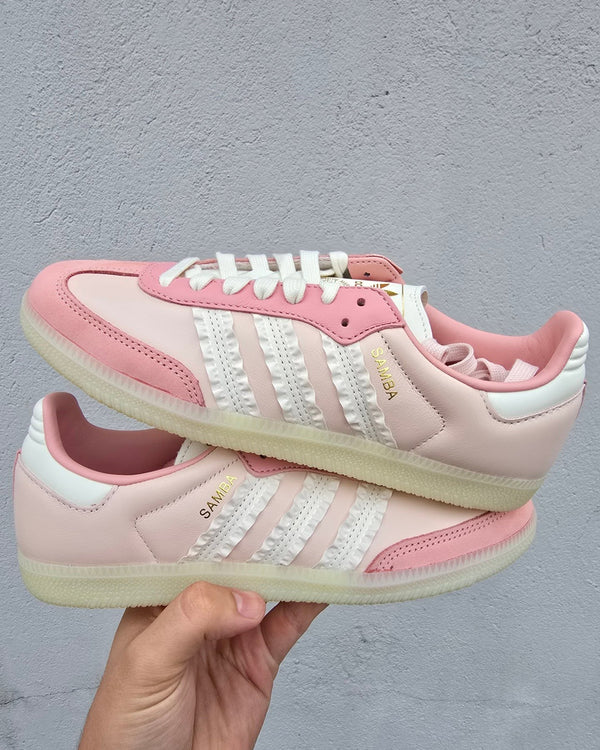 adidas Samba Ruffle Stripes Pack Wonder Mauve (Women's), Lifestyle View 5, SKU JR8830